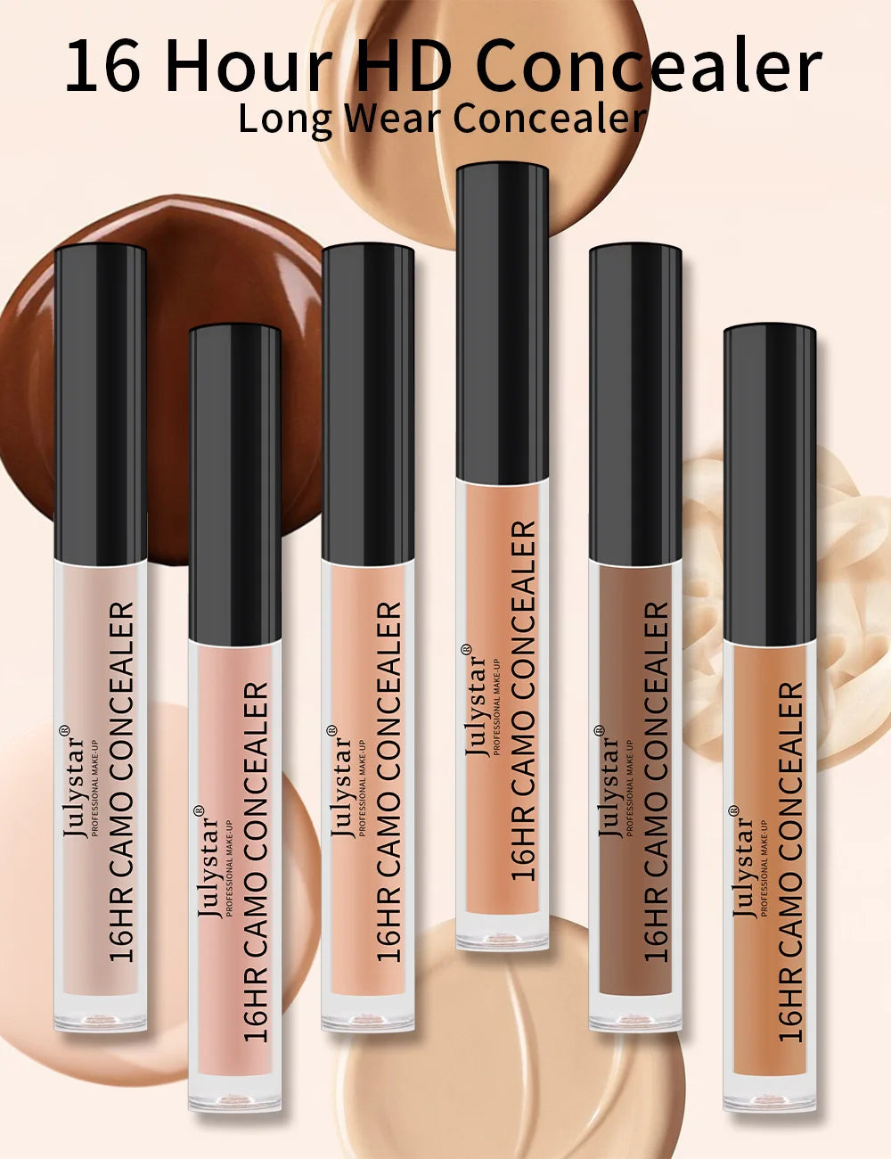 Julystar 6 Color Concealer Waterproof Portable Concealer Speckle Tattoo Cover Up Skin Liquid Foundation 16 Hr Lasting Cosmetics