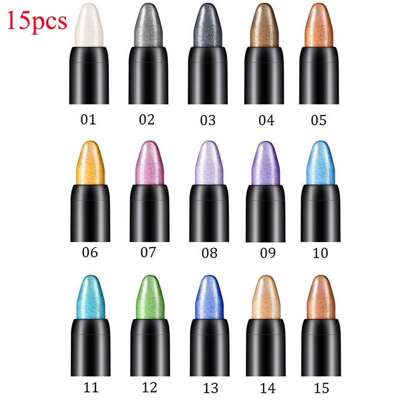 Pearlescent silkworm eyeshadow pen lasting waterproof and not blooming Shiny pearlescent gel pen 16 color eye shadow pen