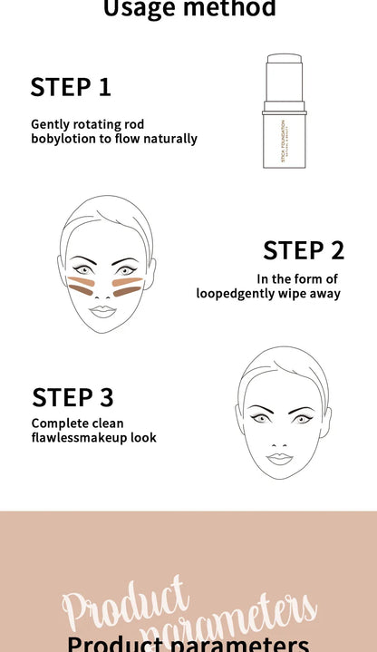New 6 Color Foundation Stick Natural Lasting Waterproof Fashion Multi-functional Concealer Foundation Make-up for All Skin Types