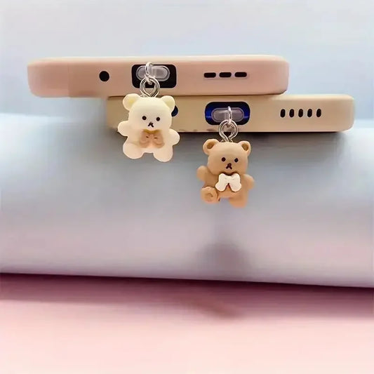 Mobile Phone Dust Plug Pendant - Teddy Bear Design