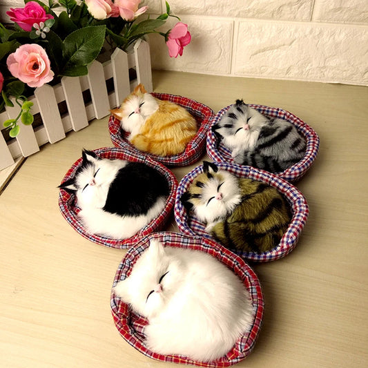 Mini Sleeping Cats on Cushion Doll Ornaments