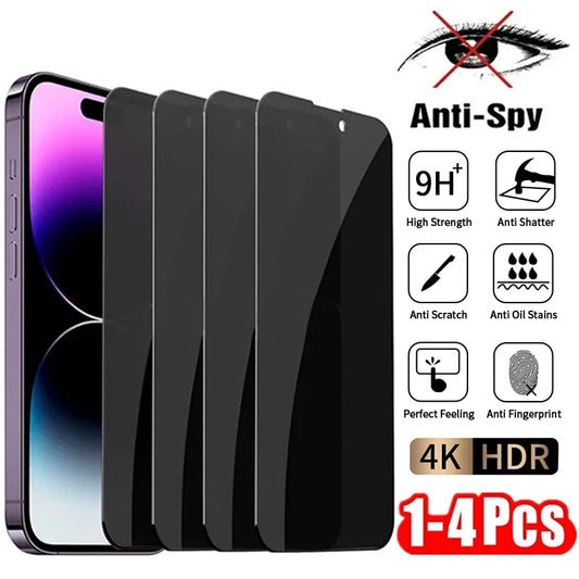 1-4Pcs Anti Spy Tempered Glass For iPhone 13 11 Pro Max Mini 7 8 Plus Privacy Screen Protector for iPhone X XR XS MAX