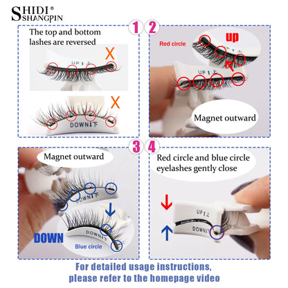 Magnetic Eyelashes 1/2 Pairs Handmade 3D Mink Lashes Reusable False Eyelashes Set Natural Long Fake Eyelash Makeup Tweezers Tool