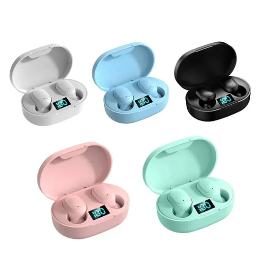 E6S Wireless Earbuds - Noise Canceling, Waterproof In-Ear Stereo Headphones with LED Display Charging Case