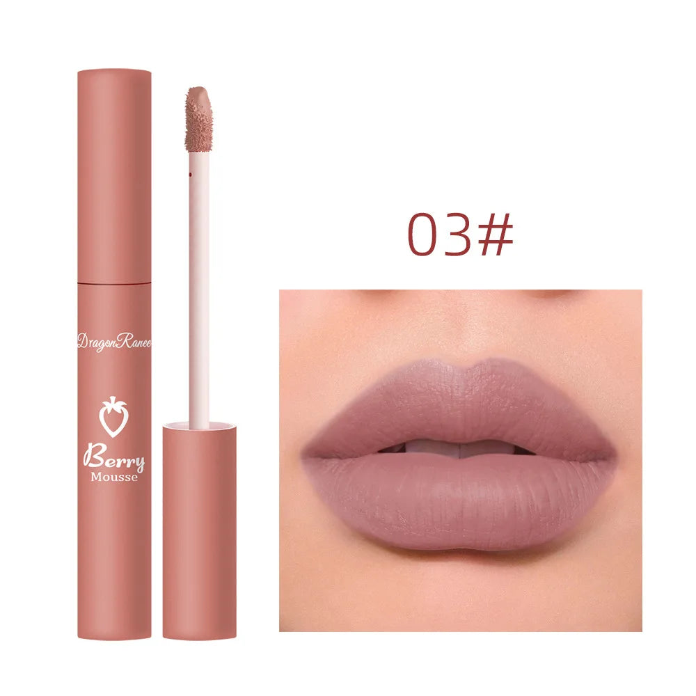 New 12 Color Matte Lip Gloss Velvet Texture Waterproof Moisturize Liquid Lipstick Lasting Non-stick Cup Fashion Cosmetics 5ml