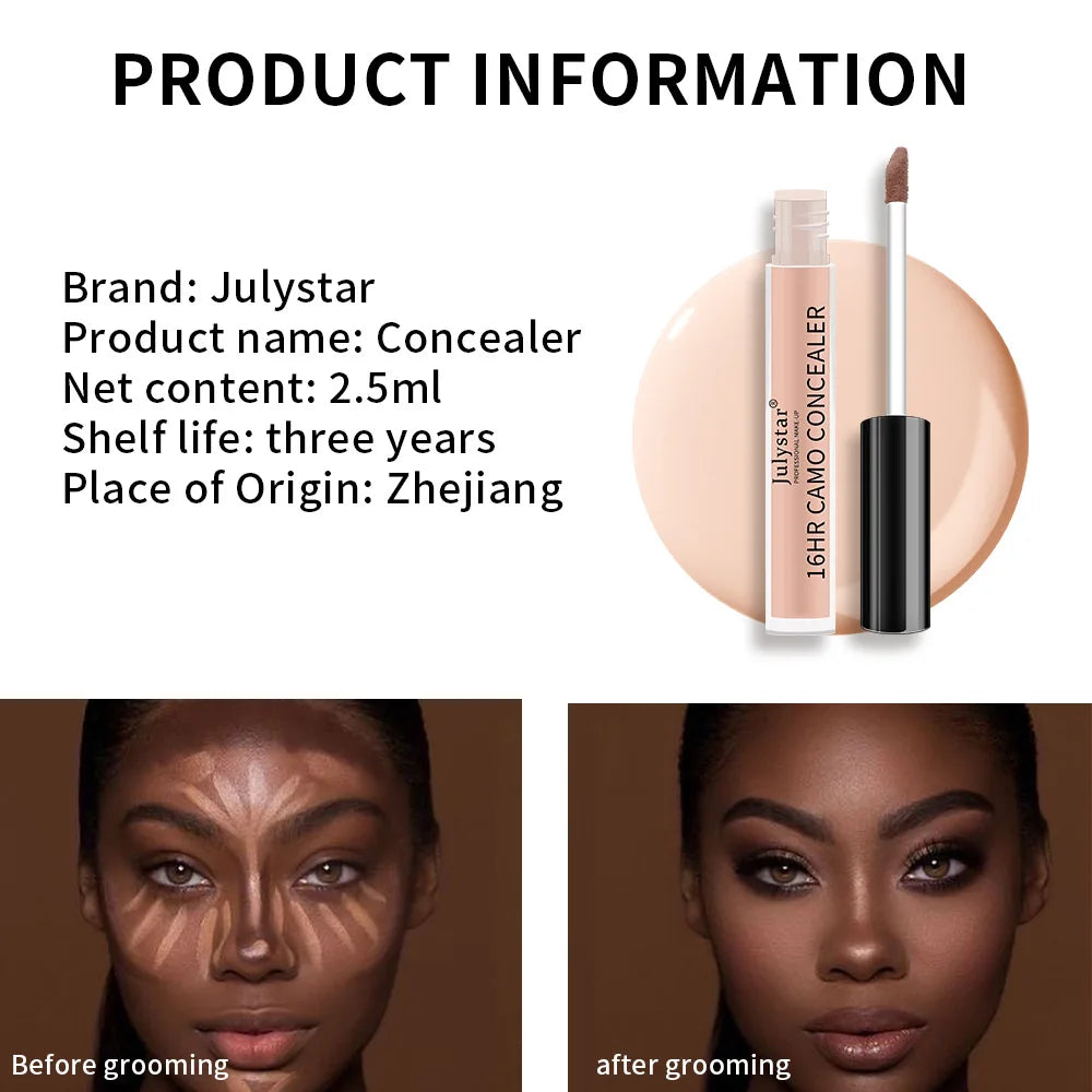 Julystar 6 Color Concealer Waterproof Portable Concealer Speckle Tattoo Cover Up Skin Liquid Foundation 16 Hr Lasting Cosmetics
