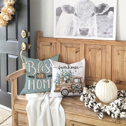 Sweet Home Pattern Cushion Cover – Soft & Stylish Decorative Pillowcase