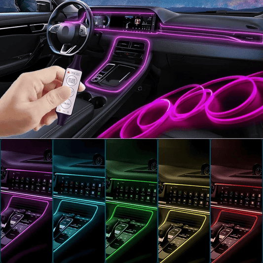 أضواء ديكورية داخلية للسيارات بطول 5 أمتار مع إضاءة نيون RGB متعددة الأوضاع DIY بتصميم فريد من نوعه
